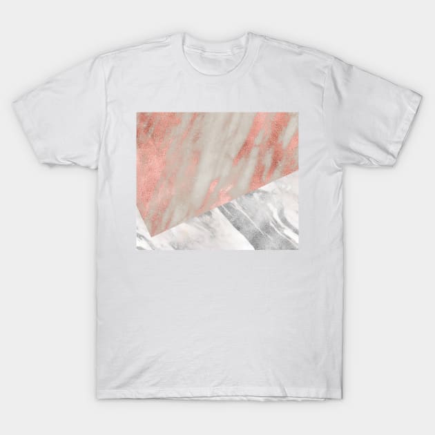 Rose gold marble - industrial concrete chrome T-Shirt by marbleco